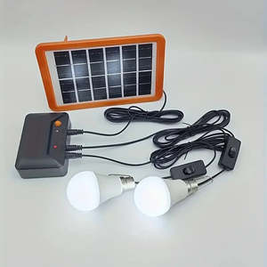 2025 New Solar Energy <strong>Kit</strong> 4000mah Large Battery 3w 3m Cable Usb Output Solar Power Lighting System Solar Energy <strong>Kit</strong> +2led Bulbs - Product Image 1