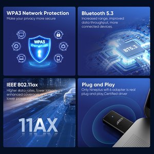 EDUP AX910S Wifi 6 Driverless <strong>Network</strong> Card AX900 External Dongle 900Mbps USB Wifi <strong>Adapter</strong> With Bluetooth 5.3 for PC Win10/11 - Product Image 5