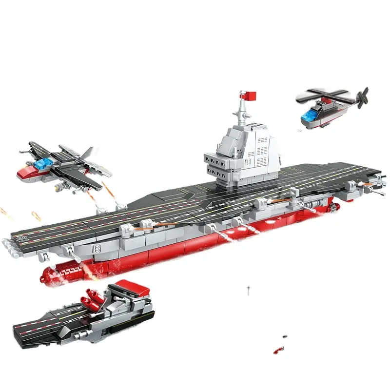 Jouet éducatif pour enfants Avion 8 en 1 Battleship Transform Car Helicopter Set War Fleet Ship Battle Ships Building Blocks Brick