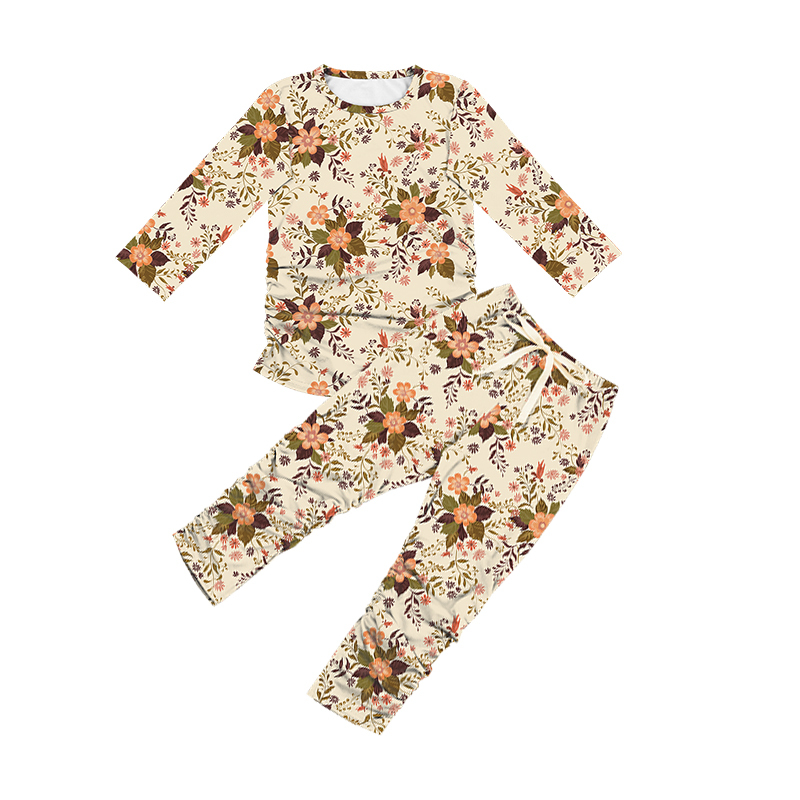 Estampado floral retro de otoño en crema