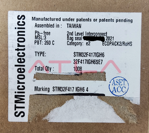 STM32F417IGH6 BGA-176高性能ARM Cortex-M4 MCU付きFPU 168MHz 1MBフラッシュ192KB SRAMイーサネットMACカメラインターフェイス - Product Image 2
