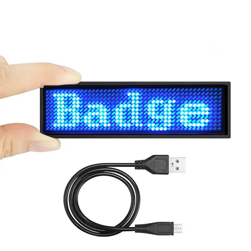 Placa de identificação premium programável USB recarregável multicolor LED piscando