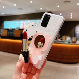 Yeni kabuk desen kızlar <span class=keywords><strong>Ketty</strong></span> makyaj aynası kedi telefon Samsung kılıfı S23 S22ultra S10 anti-sonbahar koruyucu kabuk