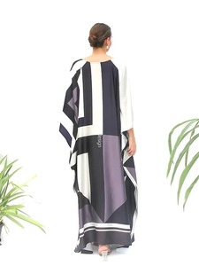Kadınlar kızlar için yüksek kaliteli yumuşak saten ipek Kaftan gevşek baskılı Maxi elbise artı boyutu gündelik giyim yaz için kısa kollu
