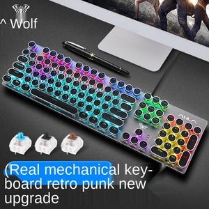 AULA F2068 Steampunk 104-Key Gaming Mechanical <strong>Keyboard</strong> Retro Green LED USB Optical Wired <strong>with</strong> Metal Desktop <strong>Notebook</strong> Case - Product Image 3
