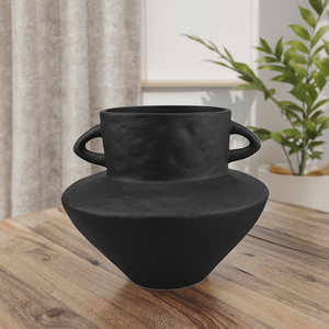 Wabi Sabi Phong Cách Màu Đen Nhựa Hai Xử Lý Bình Hiện Đại Amphora Trang Trí Chậu Hoa Cho Phòng Khách Lối vào Kệ Bảng Điều Khiển - Product Image 2