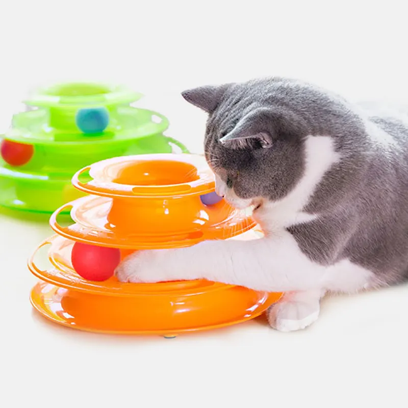 Best Selling Pet Puzzle Play Toy Cat Track Tower Cat Three Layer Toy For Cats Funny