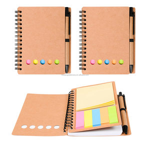 Cuaderno en espiral A5 personalizado, paquete de 5 con cubierta de tela, bolígrafo de papel Kraft, Bloc de notas de grado escolar con notas adhesivas, pestañas de índice de colores