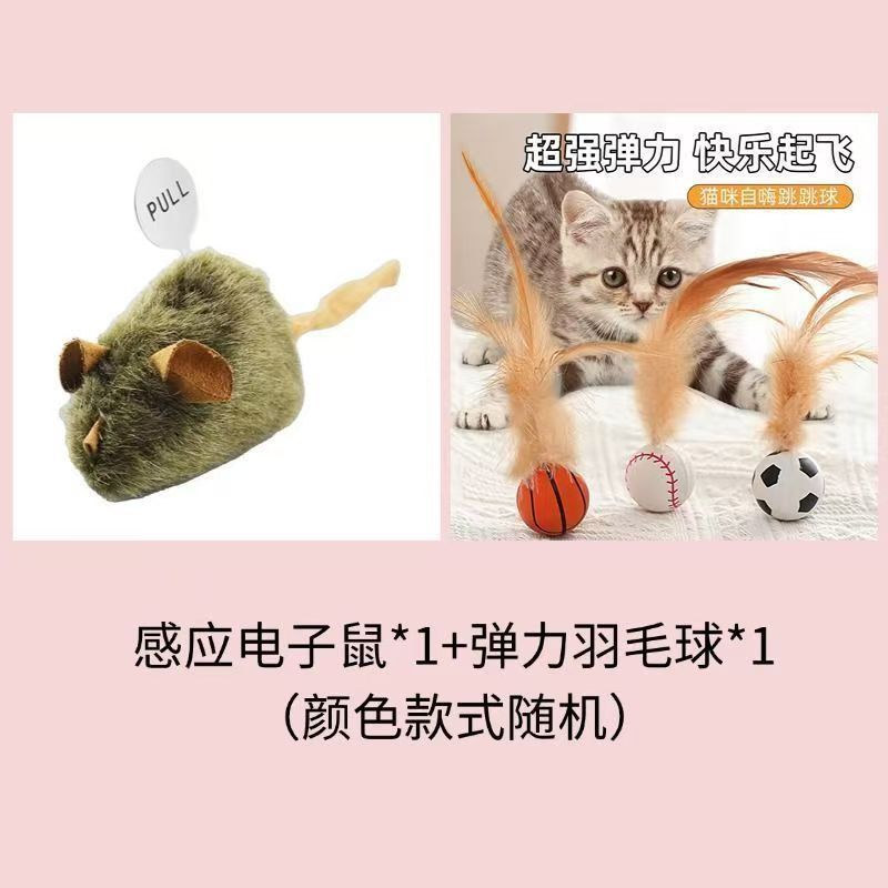 Pelota hinchable de plumas de ratón chirriante