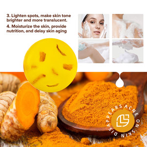 El yapımı yeni toplu tüm doğal organik yüz eksfoliyatörü parlatıcı zerdeçal Savon Bar kiti cilt akne ve sivilce için Tumeric sabun - Product Image 3