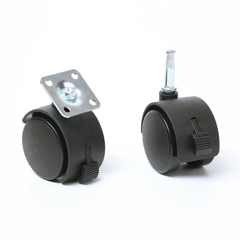 Plastic Twin Chair Caster 1.5 Inch Nylon PU Top plate Swivel Furniture Chair Casters For Office