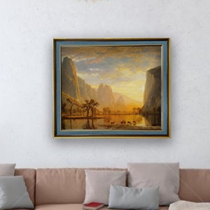 Tái tạo in ấn kỹ thuật số ấn tượng của thung lũng Yosemite của Albert bierstadt với khung thân thiện với môi trường - Product Image 2