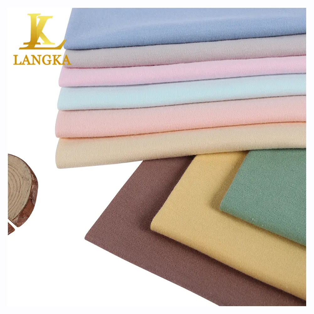 Langka 200gsm 100% Jersey chải kỹ vòng quay tinh khiết bông rắn Interlock vải cho t Áo sơ mi trẻ em Dresses bé quần áo giá kg