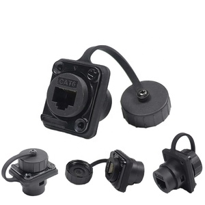 RJ45 çoğaltıcı IP67 su geçirmez d-tipi konnektör RJ45 paneli dağı adaptörü ile CAT6 CAT6A kalkan dişi fiş - Product Image 4