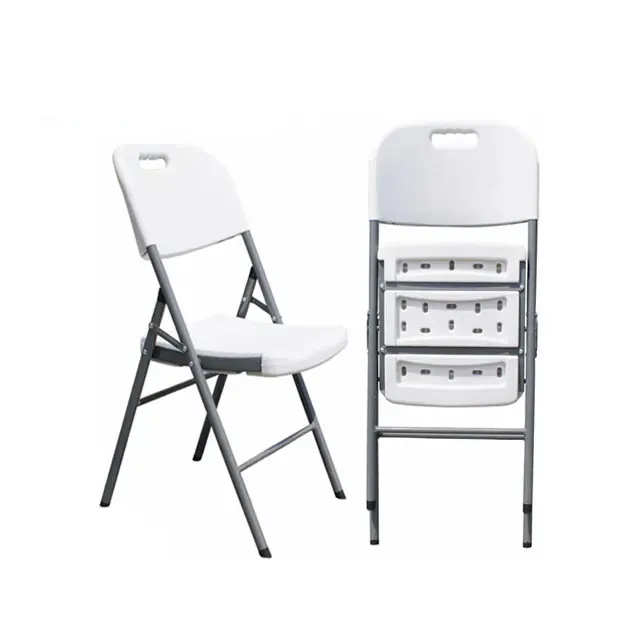 Sillas plegables de plástico para jardín, sillas plegables blancas para eventos, ligeras, para acampar, venta al por mayor