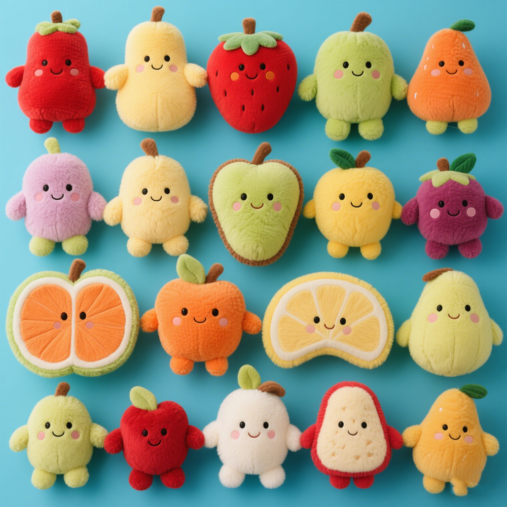 Peluches personnalisées en forme de fruits