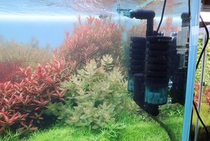 水族館スポンジフィルターバブラー超静かな水ポンプとセラミックボール魚エビ繁殖タンク用