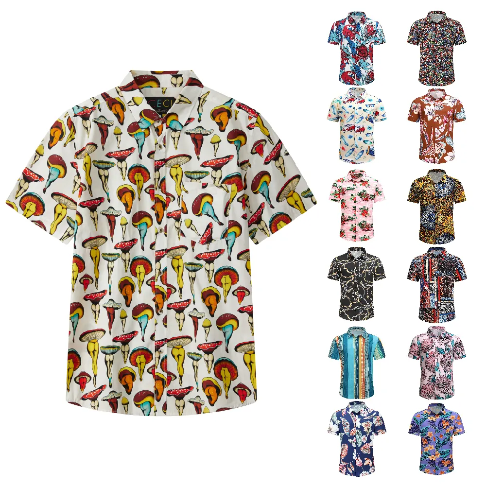 Camisas hawaianas para hombre, camisa de secado rápido de talla grande, ropa de hombre, camisa informal de playa Floral para hombre, camisa de manga corta de verano