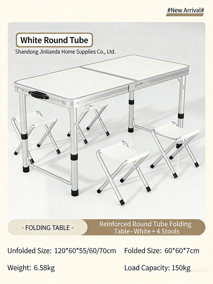 Pieds cylindriques blancs - 4 tabourets pliables