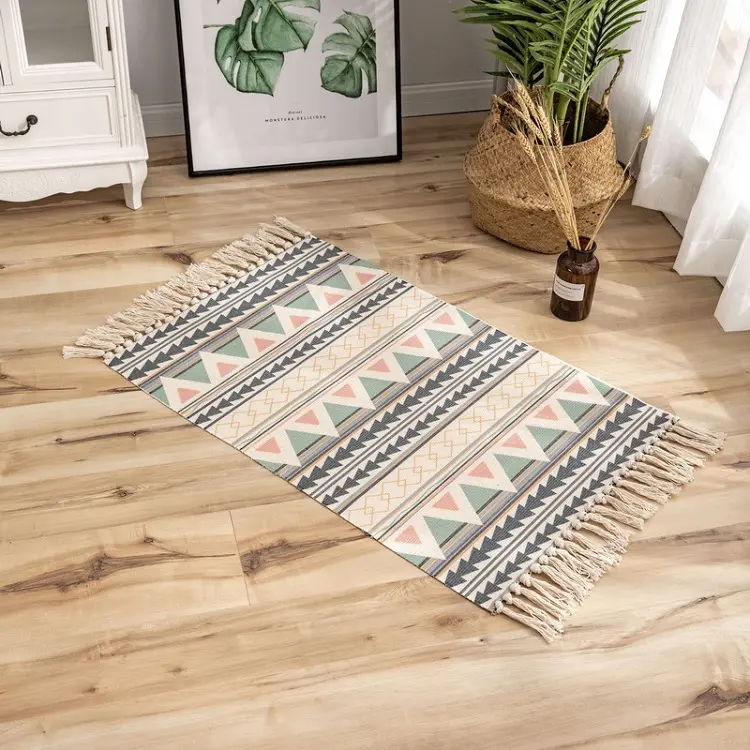 Wohnkultur BOHO Stil benutzer definierte Design Baumwolle Teppiche und Teppiche Boden matte mit Quasten Wohnzimmer