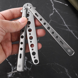 Oem đầy đủ thép không gỉ đào tạo có thể gập lại lược Túi Gấp lược thực hành bướm dao huấn luyện viên cho CSGO đào tạo (Bạc) - Product Image 5