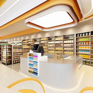 超市货架便利店单双面钢木零食品展示架亭多层货架 - Product Image 3