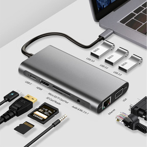 Hochwertige tragbare 10-in-1-Typ-C-Dockingstation USB C-Netzwerks chnitt stelle VGA HD USB-Hub 3 0 Dock für Laptop-Computer - Product Image 2