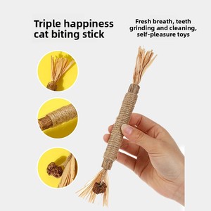 Cute Eco-Friendly <strong>Cat</strong> Toy with <strong>Catnip</strong> Ball Teeth Cleaning and Chewing Stick Shape Comes in Bag for Pet Entertainment