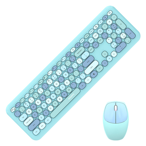 Juego de ratón y teclado de oficina combinado para tableta portátil de escritorio 2,4g teclas redondas inalámbricas para juegos teclado y ratón de colores mezclados
