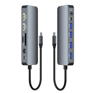 Adaptador de carga multifunción 13 en 1 para hub de HDMI, adaptador de carga DP 4K 60Hz 120Hz RJ45 VGA, convertidor PD 100W USB 3,0 2,0