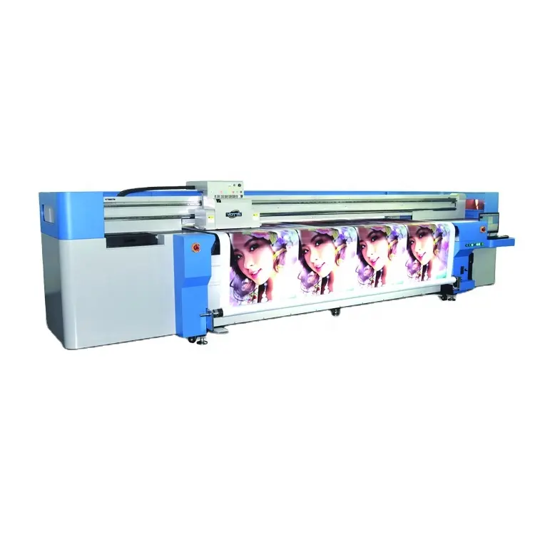 Mesin Cetak Hibrida Format Besar Digital Led UV Resolusi Tinggi untuk Kertas Iklan Spanduk Flex Tirai Substrat Gulung