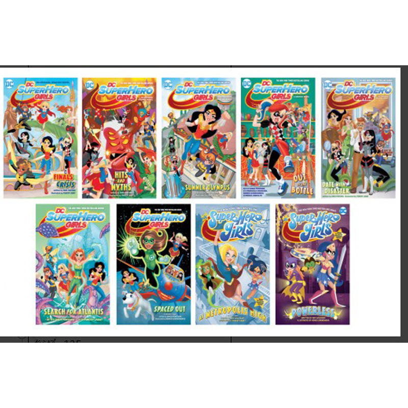 Superhero girls-9 volume set-color coated paper
