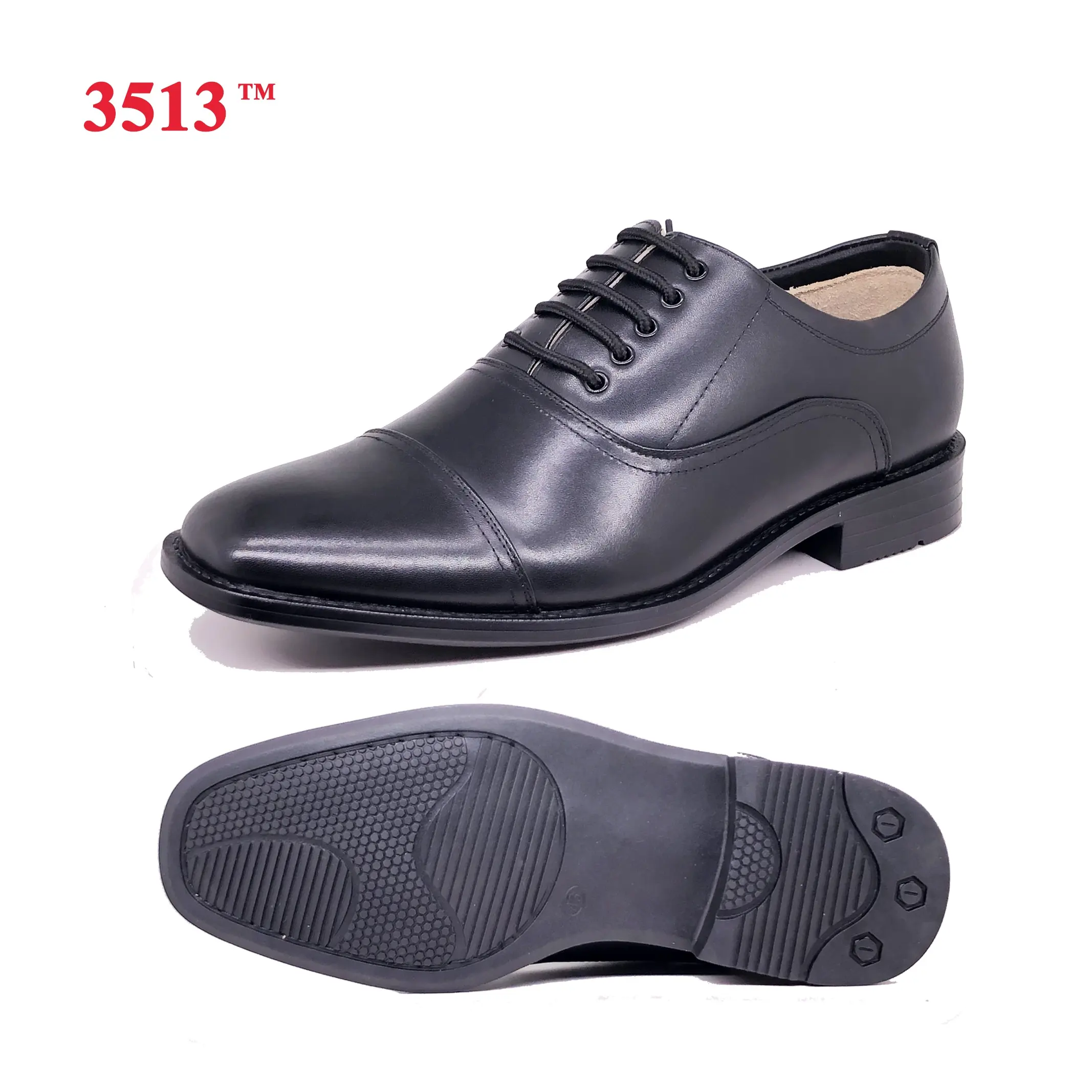 Zapatos planos de vestir Oxford para hombre, calzado formal de cuero genuino, color negro, con cordones