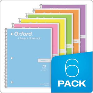 Paquete de 6 cuadernos en espiral Oxford, 8x10-1/2 pulgadas, papel con reglas anchas, el surtido de colores puede variar, cuaderno para estudiantes escolares - Product Image 2