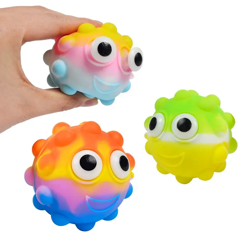 Оптовая продажа, новый стиль, 3D круглая игрушка 6,5 см со светодиодной подсветкой, шарики для снятия стресса для детей