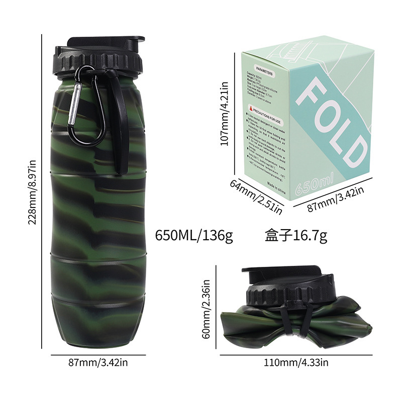 Boîte couleur tasse pliante vert camouflage