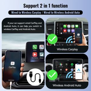 CarPlay Wireless Adapter <strong>Android</strong> Auto 2 in 1 Wired Carplay to USB Wireless CarPlay Adapter for Apple IOS 10+ <strong>Android</strong> 11+ - Product Image 2