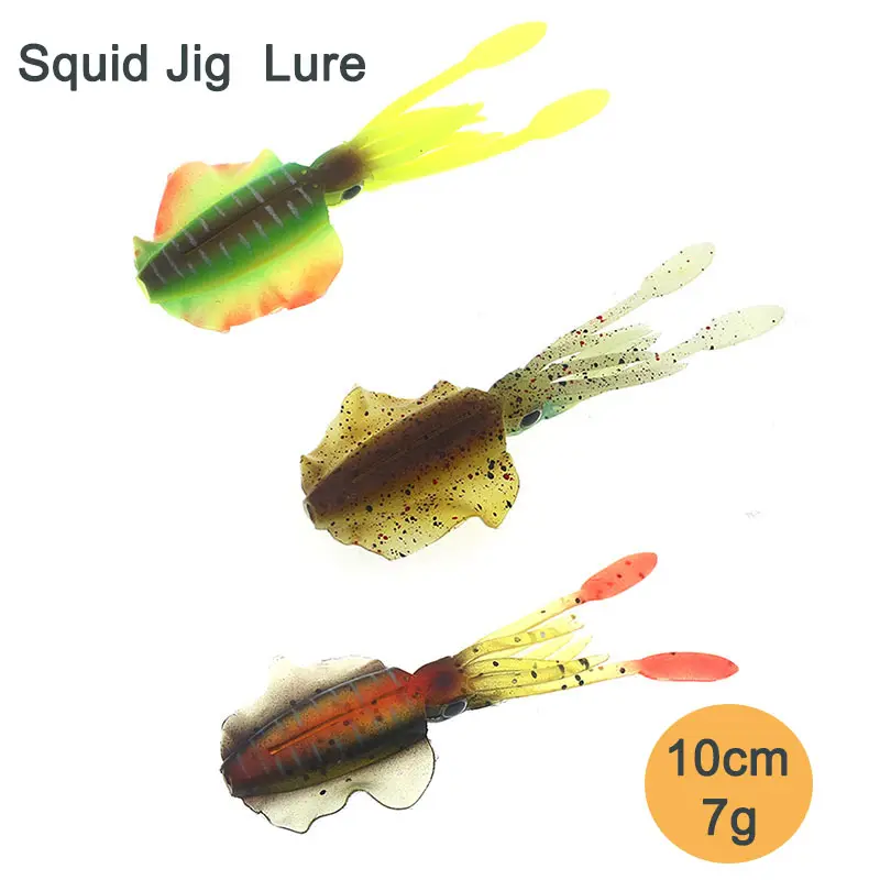 Isca de pesca macia luminosa/uv 7g 100mm, para pesca no mar, em forma de lula, polvo, calamaro, isca para pesca no mar, wobbler