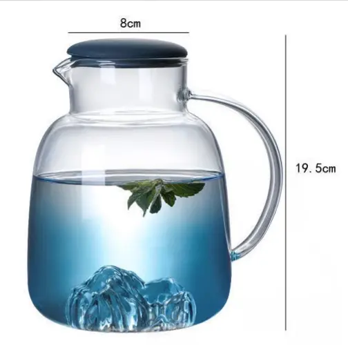 High temperature resistant explosion-proof large capacity glass cold water kettle and cup set 1800ml 400ml