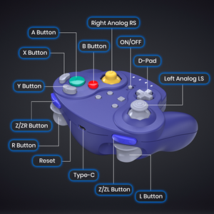 2.4g <span class=keywords><strong>gamecube</strong></span> שלט אלחוטי עם מתאם מובנה רטט עבור gameculbe מתג PC Mac raspberry pi