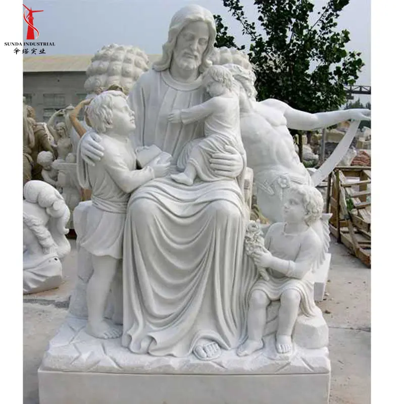 Iglesia de tamaño real, cementerio religioso, piedra Natural tallada, escultura de la Madre María, estatua de mármol de la Virgen María para decoración al aire libre