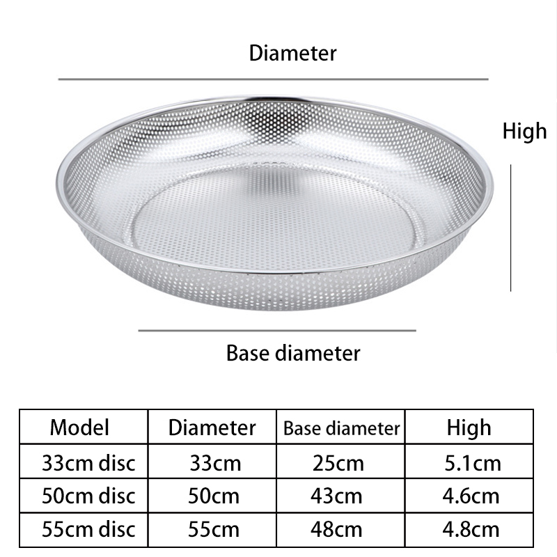 Round Steam Food Tray Multi-purpose Kitchenware Stainless Steel Flat Tray With Dense Holes