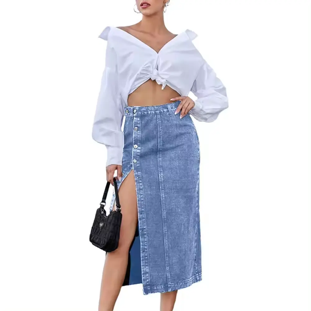 Straight Jeans skirts designed logo embroidery pants Women Streetwear Loose Female Denim Jeans with side short skirt pocket