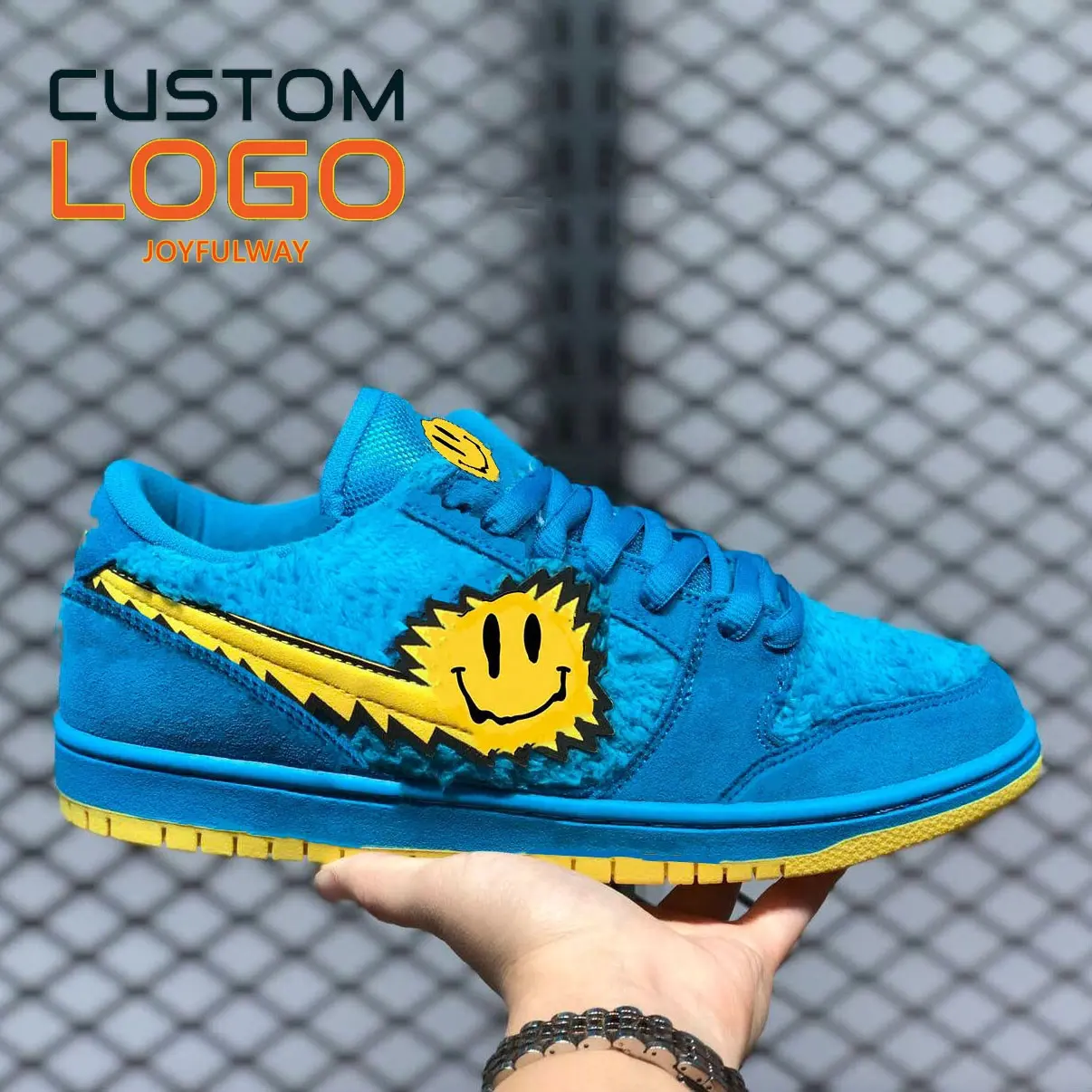 Penjualan Terbaik OEM/OMD pabrik bulu menyenangkan cara DUNKS Sneaker kustom dengan Logo desainer sepatu olahraga sepatu kustom rendah