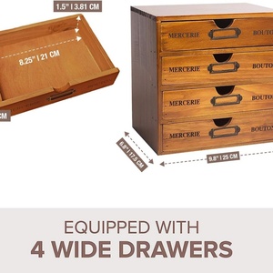 Mộc Mạc 4-Ngăn Kéo Đứng Loại Nhà Văn Phòng Bàn Tổ Chức Bằng Gỗ Hộp Lưu Trữ Với Nắp Đậy Trường Văn Phòng Nguồn Cung Cấp Hàng Ngày Lưu Trữ - Product Image 2