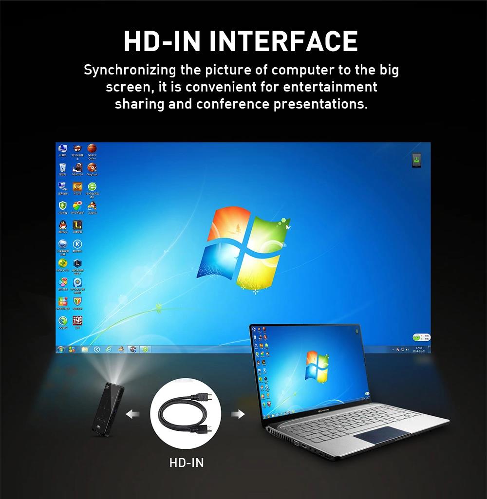 Ultra HD 4K Mobil DLP Etkileşimli Projektörler Cep Taşınabilir Ev Sineması 5