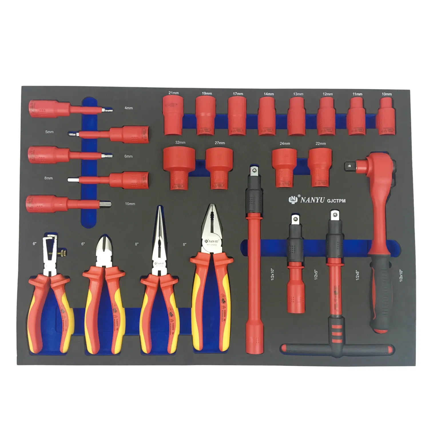 NAN-YU 25Pieces VDE Insulation Tools Set High Voltage Socket Wrench Pliers Hand Tools Set