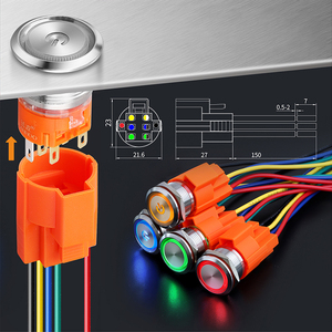 LANBOO 19A1 19 мм 1NO1NC/2NO2NC кнопочный переключатель, металл, фиксация/мгновенная, для промышленного контроля - Product Image 3