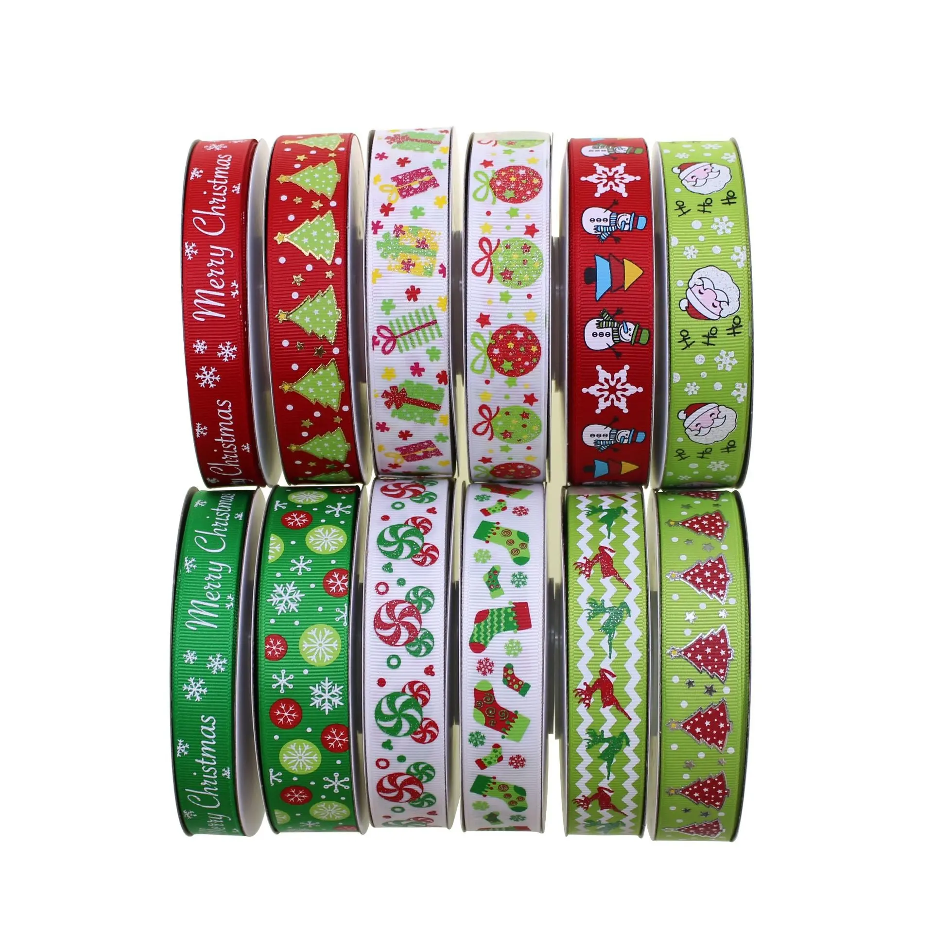 High Quality Best Price 7/8" 25 Yard Per Roll Christmas Grosgrain Ribbon For Crafts Decorations Gift Box Wrapping,