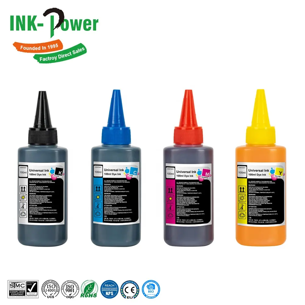 30ml 70ml 100ml 250ml 500ml 1000ml 1L Universal Pigment Dye Tinta Color Bottle Kit Tinta de Recarga para Epson HP Brother Canon Printer